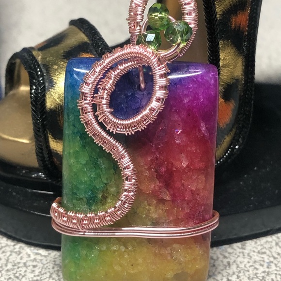 Rainbow solar quartz pendant -handmade ,multi colored -artisan - Picture 4 of 6